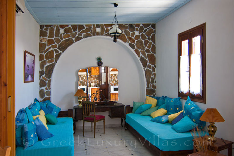 Bedroom of villa foyrosr two on Skyros island