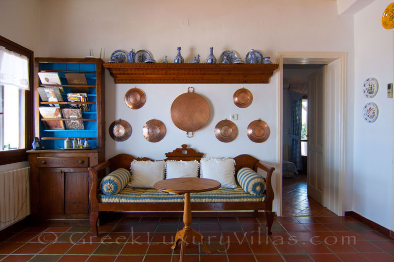 Traditional kitchen of beachfront villa in Skyros