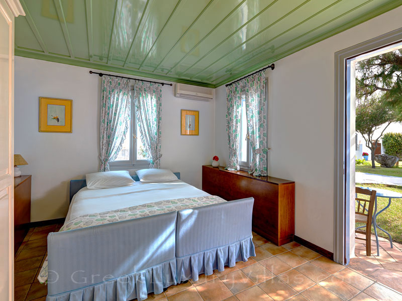 Guest house bedroom of absolute beachfront villa on Skyros