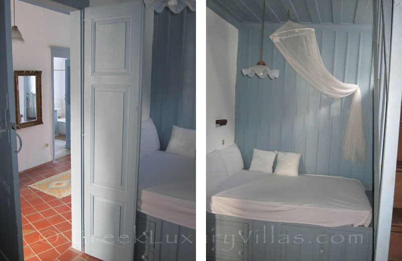 Bedroom of traditional, neoclassical villa in Symi