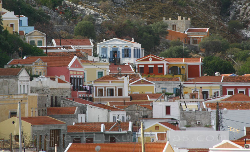 Traditional villa above the port of Symi