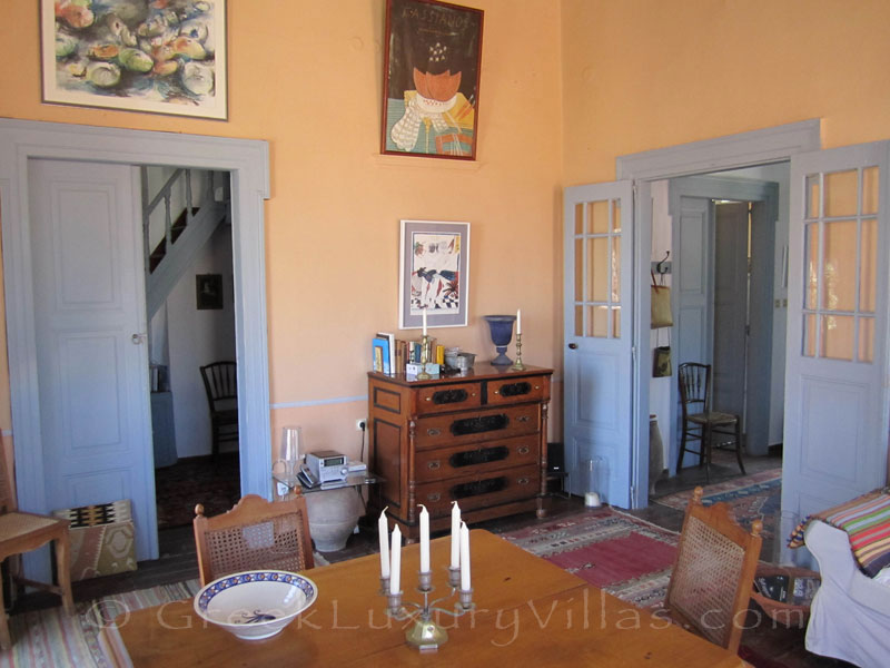 Classical style living room of traditional villa in Symi.