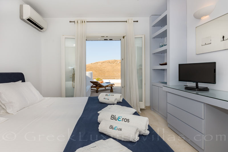 Meerblick Schlafzimmer Luxusvilla Syros Griechenland