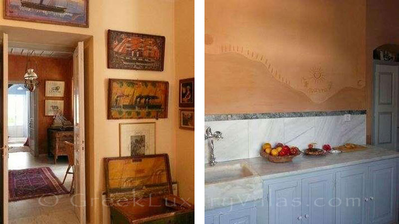 Traditional kitchen of villa for large groups in Syros