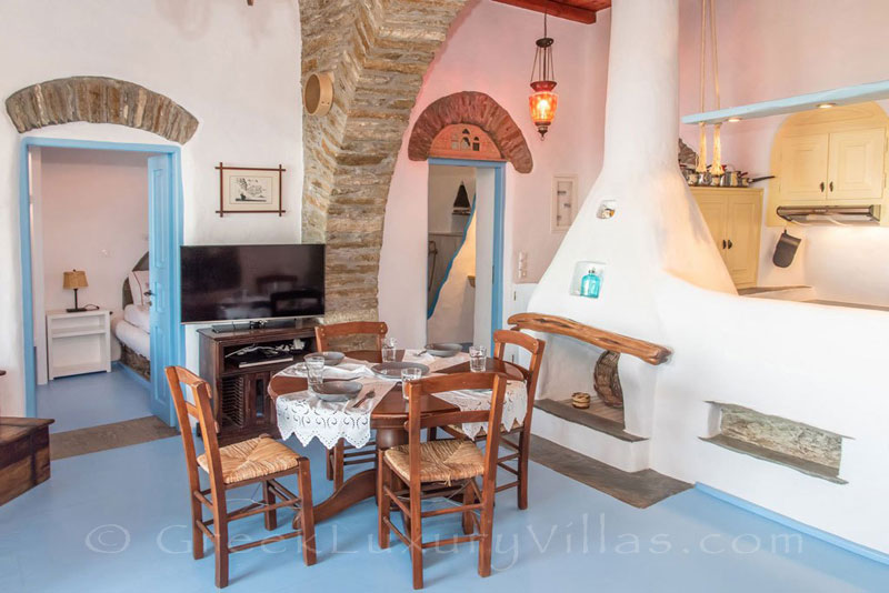 living room of luxurious villa on Tinos