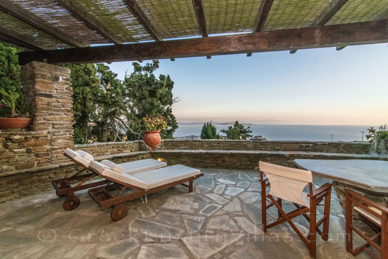 Tinos villa with sea view terrace