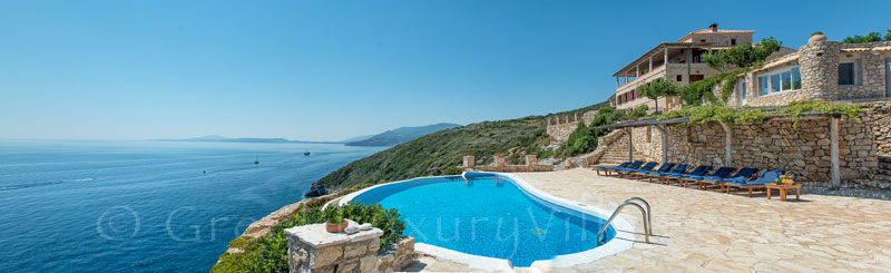 A seafront villa with a pool in Zakynthos