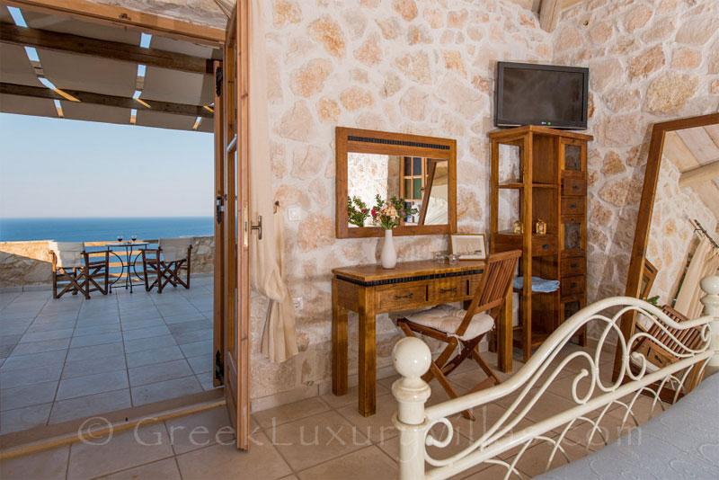 Seaview from bedroom in villa with pool in Zakynthos