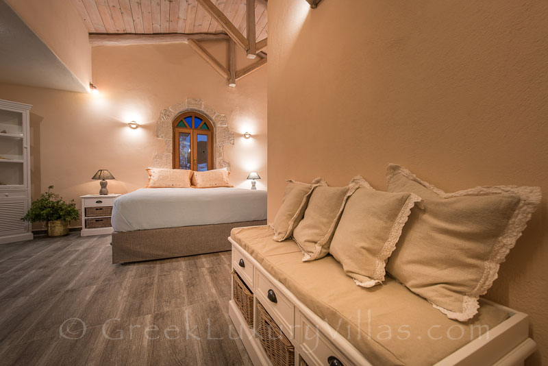 The seaview from the bedroom of a villa with a pool in Zakynthos