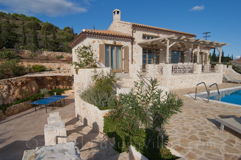 A four bedroom of a seaview villa with a pool in Zakynthos